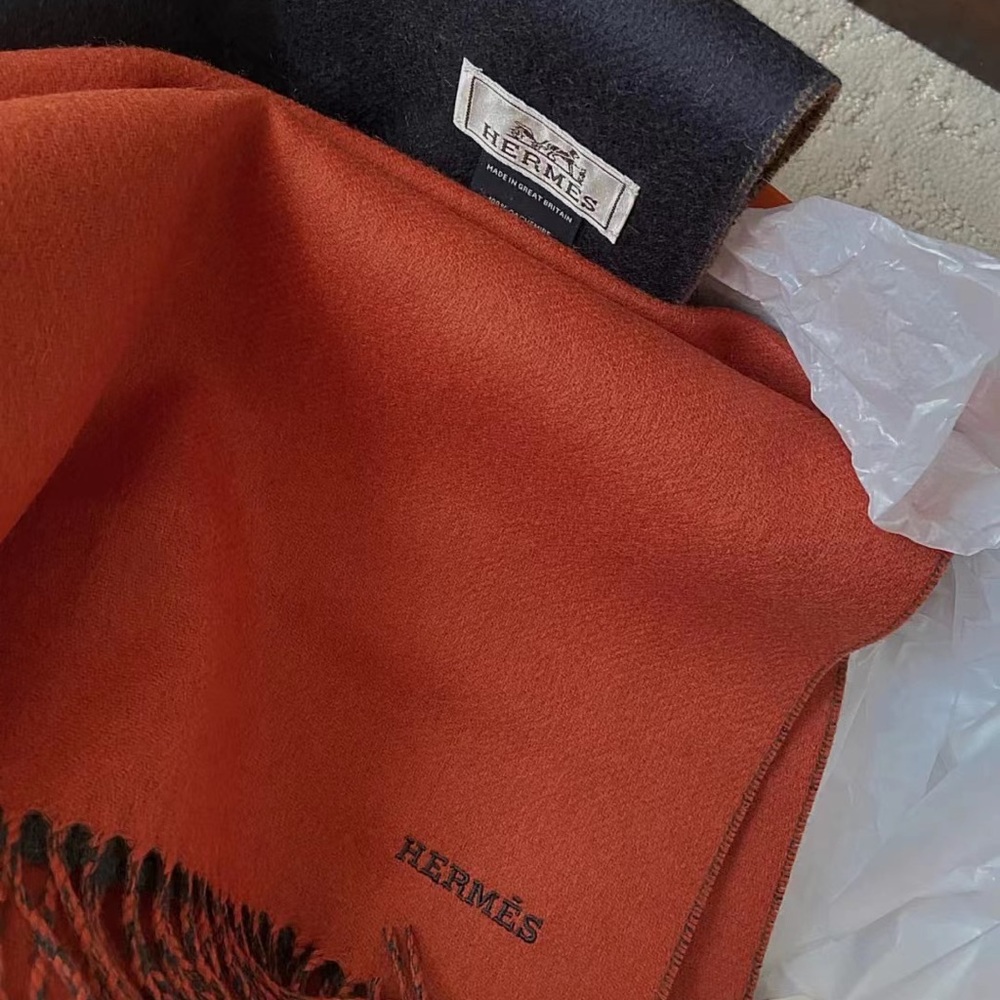Hermes Recto-Verso Muffler orange/brown